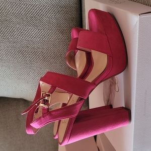 Pink suede heels